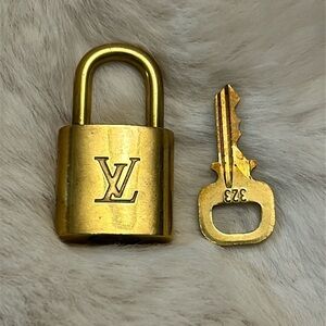 Authentic Louis Vuitton Gold Brass Lock & Key set; see listing for numbers